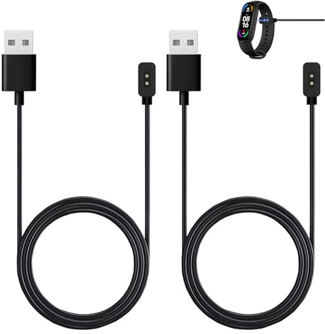 2 Pezzi Caricatore Compatibile con Mi Band 9/9 Pro/9 Active/8/8 Pro/8 Active e Redmi Watch 5/4/3 Lite/2, Cavo Ricarica per Mi Band Magnetico USB 1M Sicuro e Veloce, Caricabatterie per Smartwatch, Nero