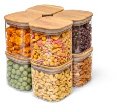 Navora®Vorratsgläser mit Deckel Akazienholz 8x750ml – luftdichte Vorratsdosen Glas Set – Aufbewahrungsgläser Küche – Borosilikat Glas – BPA frei & stapelbar