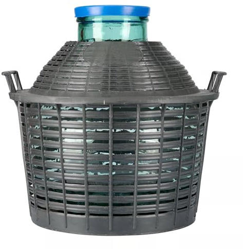 Flaschenland - Glasballon 20 Liter Weithals, Gärballon mit Kunststoffkorb, Ballonflasche mit breiter Öffnung, Weinballon | Ideal zur Weinherstellung, Ansetzen von Schnaps, Likör oder Kombucha