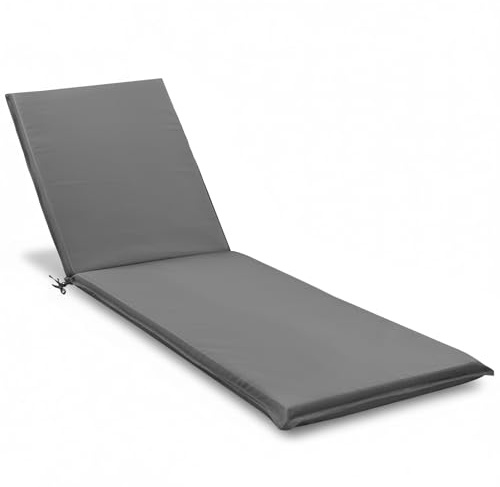 Zyncove Liegenauflage, 190x58x6cm Outdoor Bequeme Sonnenliege Polster Befestigungsbänder, Waschbar Auflage Gartenliege für Gartenmöbel Liegestuhl Liegen, Gartenliege Dunkelgrau