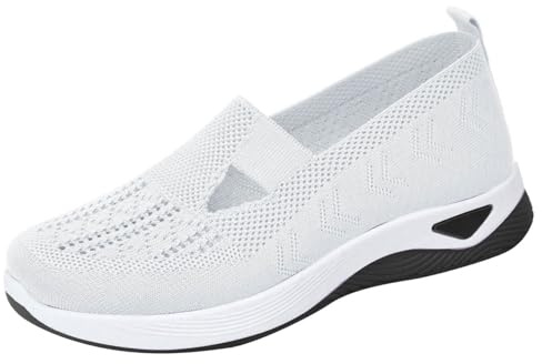 Orthopedic Shoes for Women Slip on Ladies Breathable Mesh Wedge Walking Running Trainers Lightweight Wide Fit Walking Shoes Casual Arch Support Low Top Tennis Sneakers Gym Fitness Jogging Workout