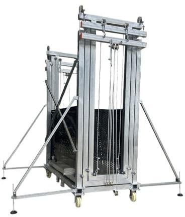 Andamio electrico Andamio móvil plegable telescópico elevador de plataforma for interiores y exteriores, tubo cuadrado galvanizado(Pequeño)
