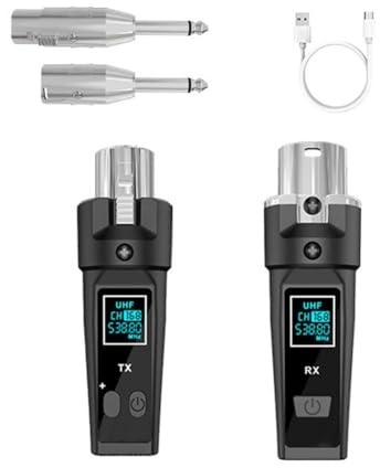 NONDK 2.4G XLR Adapter System 2.4G XLR Audio Adapter System Drahtloses Mikrofon Sender-Empfänger-System für Dynamische Mikrofone, Audio-Mischer, PA-Systeme, Gitarre