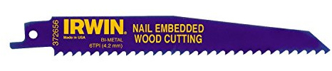 Irwin 10504160 Sabre Saw Blades Nail Embeded Wood Cut (Pack of 5)