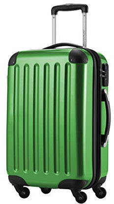HAUPTSTADTKOFFER Alex - Handgepäck, 55 x 38 x 23 cm, 4 Rollen, 42 Liter, Reisekoffer, Hartschalenkoffer, Rollkoffer, Bordgepäck Koffer, erweiterbar, Grün