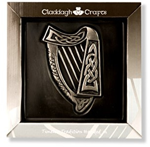 Silver Claddagh Irish Harp Plaque