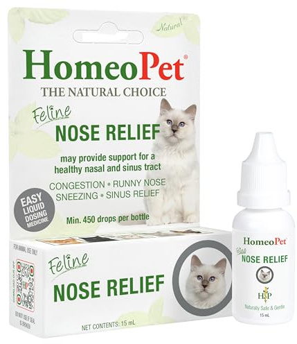 HomeoPet Feline Nose Relief, Safe and Natural Nasal and Sinus Medicine for Cats, Natural Pet Medicine, 15 Milliliters