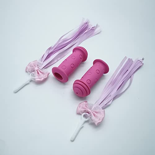 Unbekannt Kinder Griffe + Fransen Mädchen Pink/Rosa Prallschutz Lenkergriffe Roller Fahrrad