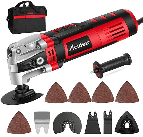 AVID POWER Oscillating Tool, 3.5-Amp Oscillating Multi Tool with 4.5° Oscillation Angle, 6 Variable Speeds and 11 pcs Saw Accessories, Auxiliary Handle