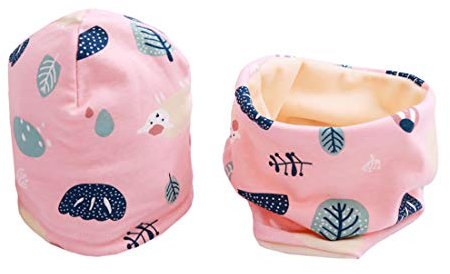 Boomly Baby Kinder Winter Beanie Mütze Und Schal Set - Warm Loop Baumwollschal Halsbänder Hut Mit Velvet-Futter Nackenwärmer Bandana