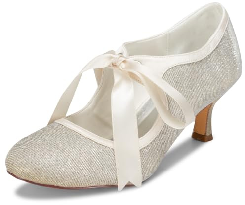 JIA JIA Wedding 14031 Chaussures de Mariée Mariage Escarpins pour Femme Couleur Or, Taille 40 EU