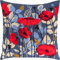 Brvsk Mohnblumen am Abend. Gestempeltes Kreuzstich Set mit bedruckter Gobelin (40 × 40 cm) Kissenset mit gestempeltem Kreuzstich für kreative Inneneinrichtung Handarbeitsset für erwachsene Anfänger