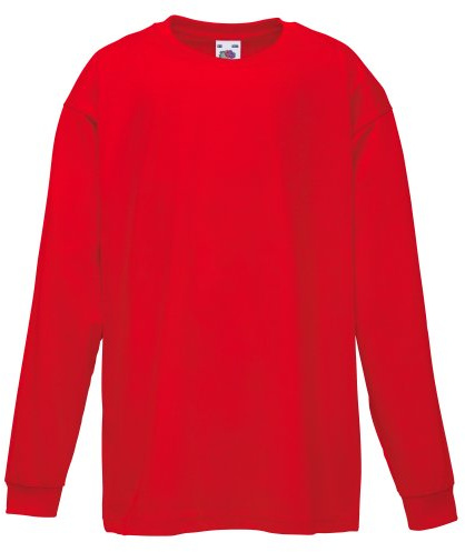 Fruit of the Loom Kids Long Sleeve T-Shirt (2 Pcs/Pack) - Red - 14- 15 Years