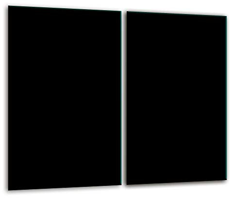 XOF Gsmarkt | Herdabdeckplatte Schneidebrett Spritzschutz 30x52x2 | Bild auf Glas | Sicherheitsglas Gehärtetes Glas Bild Schwarz