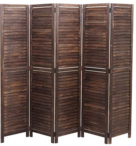 Mendler Paravent HWC-C30 170x205cm - braun | Raumteiler, Trennwand, Sichtschutz, Shabby-Look, Vintage