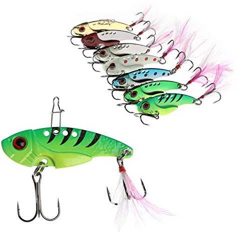 WANBY Bewährte Explosiv Farbe Spezieller Spinnerlöffel Swimbait Vibrierende Jiggen Süßwasser Salzwasser Angelköder mit Haken Angelgerät für Forellenbarschlachs (7 Stück)