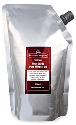 Brandon Bespoke Pure Mineral Oil - Chopping Board Oil - Food Safe - 250ml - for Wood, Slate or Stone Approved by The British Pharmacopoeia - Fits through Letterbox
