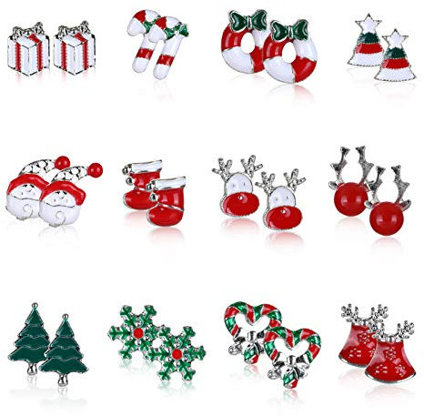 Naler 12 Paar Oherstecker Weihnachtеn Schmuck für Adventskalender