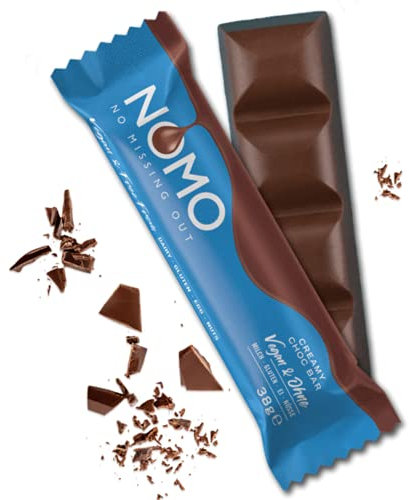 NOMO Creamy Choc Schokoriegel | 24 x 38 g | VEGANE Schokolade für Alle | LAKTOSEFREI, GLUTENFREI, EIFREI, NUSSFREI | Allergiker geeignet | NO MISSING OUT