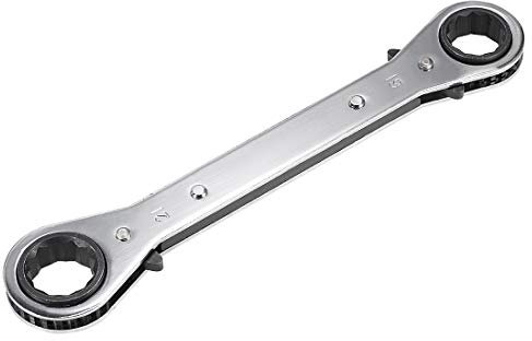 sourcing map Reversible Ratcheting Wrench, 19mm x 21mm Double Box End, Cr-V