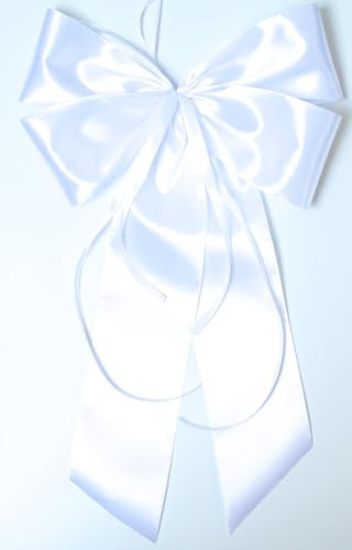 CaPiSo 30 x 50 cm Große Fertigschleife ohne Basteln Satin-Schleife Satinschleife Geburtstag Weihnachtsschleife Schulanfang Schultüte Weihnachten Hochzeit Doppelschleife (Weiss)
