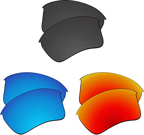 EZReplace Ersatzgläser for Oakley Half Jacket 2.0 XL OO9144 Sonnenbrillen (polarisierte Gläser) - Passend for Oakley Half Jacket 2.0 XL Rahmen (Karbonschwarz+Eisblau+Feuerrot)