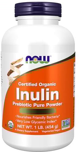 Now Foods, Certified Organic Inulin (Inuline Biologique), 454g Poudre végétalienne, Sans Soja, Sans Gluten, Sans OGM, Végétarien