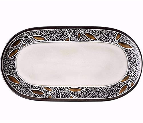 WYBW Placa de Inicio de Estilo Europeo, Vajilla de Cerámica de Arte Oriental, Placa de Pescado Creativo, Personalidad Ovalada, Placa Retro, Arte de Alivio de Color, Diseño Humanizado, Adecuado para el