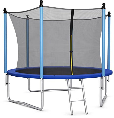 COSTWAY Tappeto Elastico per Bambini 244/305/366/427cm Certificato GS, Trampolino Elastico da Interno ed Esterno con Rete, Tubi Galvanizzati Antiruggine e Scala (Diametro 305 cm)
