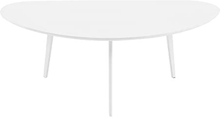 PHOENANCEE Couchtisch Oval, Kleiner Tisch Wohnzimmer, Tischbeine aus massivem Eichenholz, Mitteltisch für Wohnzimmer, 120CM(Weiß)