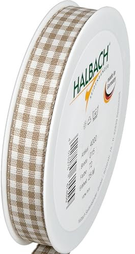 Halbach Seidenbänder Ruban cadeau Vichy - 15 mm de large - Ruban en lin à carreaux pour emballage cadeau