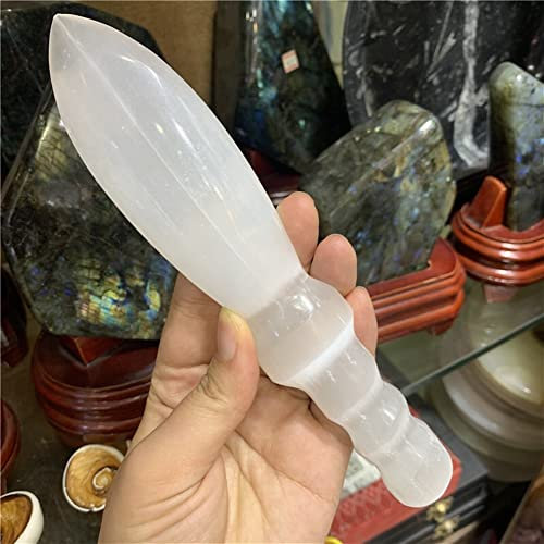 Méditation Décoration d'intérieur, 1pcs Cristal Naturel Sélénite Sculpté Pierre de Guérison Poignard Quartz Minéral Gem Baguette Chakra Point Cadeau Wicca Décor Cadeaux, Cristal Naturel ( Size : 1 )