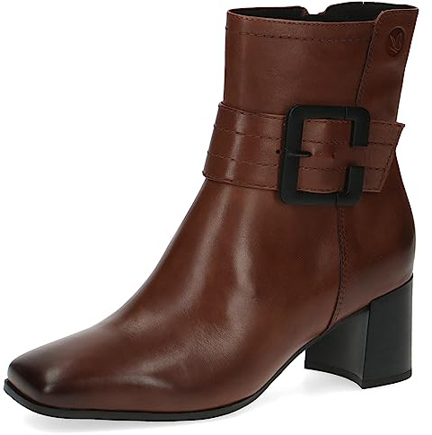 CAPRICE Damen Stiefeletten mit Absatz aus Leder Blockabsatz, Braun (Cognac Nappa), 40 EU