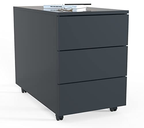 VCM Rollcontainer | Beistellcontainer mit Schubladen |Maße ca. H. 55 x B. 39 x T. 70 cm | Bürocontainer - Dalosa 3 Schubladen Anthracite