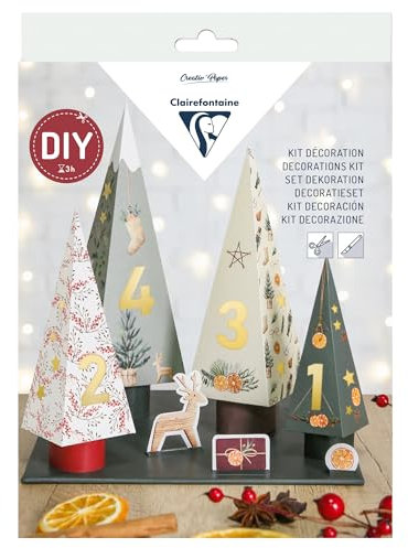 Clairefontaine 97713C - Kreativset für die Erstellung von Adventskerzen,20,6x1,5x29cm, ideal für Weihnachtsdeko und als Bastelaktivität mit Kindern, 1 Set