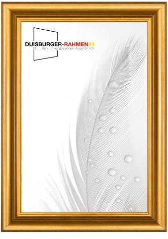 DR24 N°45 Barock Bilderrahmen 70x100 aus Holz | Gold matt | Retro Vintage Antik Barockrahmen inkl. bruchsicherer Anti-Reflex Kunstglasscheibe und Metall Aufhängern