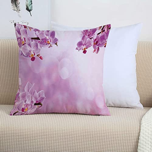 2er-Set Dekorativ Kissenbezug 45x45 cm,Spa-Dekor, wilde Orchidee Blütenblätter in monochromen Des,Polyester Kissenbezüge Dekokissen Kissenhülle Set Kissen Fall für Sofa Auto Schlafzimmer Zuhause Dekor