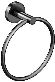 Aloni Handtuchring Grau Gebürstet, Handtuchhalter rund, Ø 16 cm | Metallhalter für die Wandmontage mit Bohrbefestigung, 4 cm Tiefe und zeitloser Bad-Optik für Gäste-WC