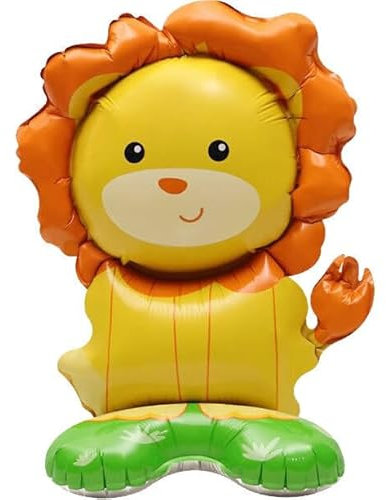 Folienballons * SÜSSE TIERE * als Deko für Geburtstag und Party | Stehende Luftballons, 37-47cm groß | Safari Dschungel Bauernhof Kinder Kindergeburtstag Partydeko Ballons, Edition: Löwe