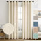 MIULEE Wohnzimmer Vorhänge Gardinen Leinen Ösenvorhang Leinenoptik Vorhang Boho Gardine mit Ösen Semi-transparent Leinenvorhang Curtains 2er Set HxB 145x140 cm，Natur