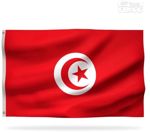 Drapeau de la Tunisie Premium 90x60cm - Drapeau Tunisien Résistant et de Haute Qualité avec 2 œillets métalliques - Soyez fier de vos couleurs !