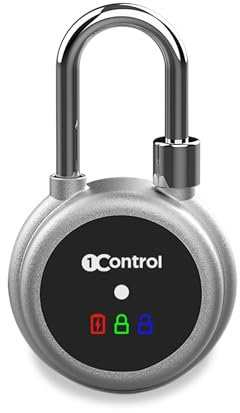 1Control LOCO, Smartes Bluetooth-Vorhängeschloss, Verstärktes Aluminiumgehäuse, Batterie mit bis zu 180 Tage Laufzeit, Wetterfest, IP67-Zertifizierung, Kompatibel mit iOS- und Android-Systemen