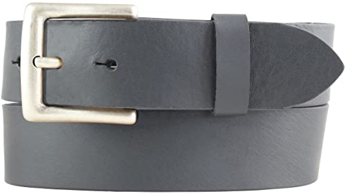 BELTINGER Jeansgürtel aus Vollrindleder mit altsilberner Gürtelschließe 4 cm | Jeans-Gürtel für Damen Herren 40mm | Leder-Gürtel | Dunkelgrau 105cm