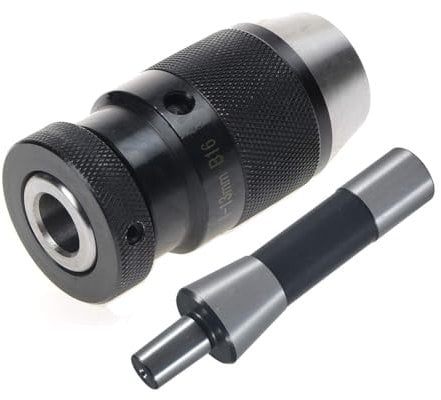 Keyless Lathe Drill Chuck, 1-13mm B16 Steel Self-Tightening Keyless Drill Chuck Adapter with R8-B16 Arbor for Lathe Electric Drill