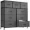 DUMOS Antonia Kommode für Schlafzimmer mit 9 Stoffschubladen, hohe Kommode Organizer für Kleidung, Schrank, Kinderzimmer, Aufbewahrungsturm mit Schrank, Metallrahmen, Holzplatte