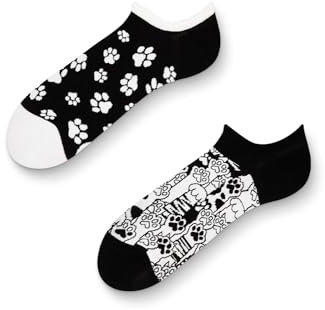Dedoles Socken Unisex Damen Herren & Kinder Baumwolle viele lustige Designs 1 Paar Geschenk links rechts verschieden, Farbe: Schwarz, Motiv: Katzenpfoten, Gr. 39-42 EU