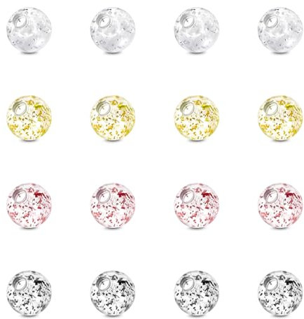 WillTen 16Pcs Kugel Plastic, 5mm Kugeln 1,6 Zungenpiercing, Bauchnabelpiercing für Industrielle Schmuck Nippel Zunge Augenbraue