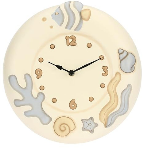 THUN, Orologio Grande in Ceramica Decorata a Mano, Orologi da Parete, Linea Mare da Amare, Idea Regalo per la Casa, Ø 26 cm