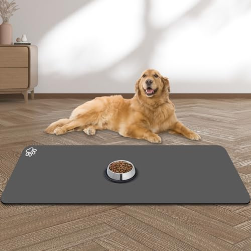 Dog Food Mat, Largest Absorbent Cat Food Mat for Food and Water, Non Skid Cat & Dog Bowl Mat, No Stains Quick Dry Pet Food Water Dispenser Mat for Messy Drinkers