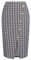 Kate Kasin Damen Casual Plaid Bleistiftrock Elegant Wollrock Knöpfen Lange Rock mit Schlitz Blau S
